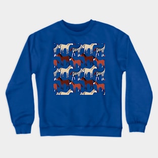 Horse pattern in aquamarine blue Crewneck Sweatshirt